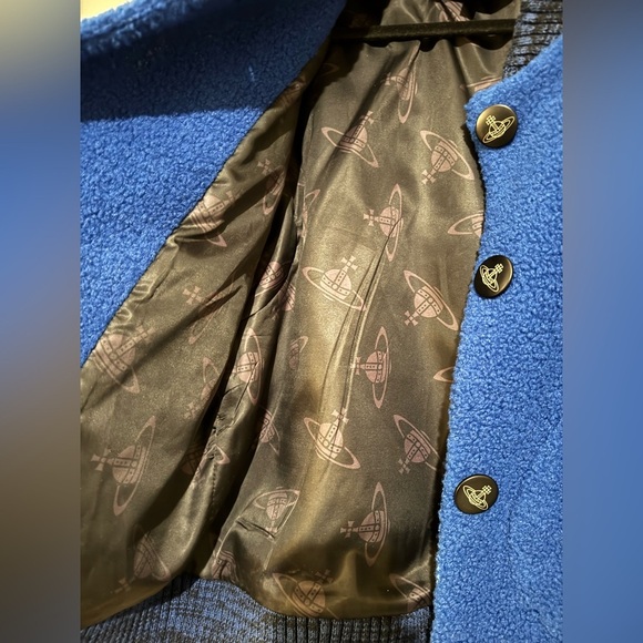 RARE Vivienne Westwood Anglomania Varsity Teddy Jacket Blue Size 36 Small EUC - Picture 6 of 10